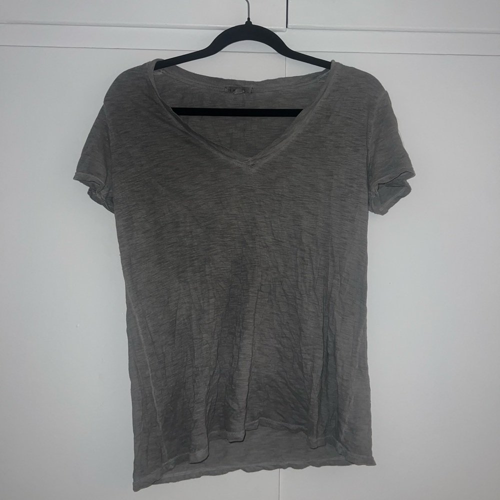 Gray V-Neck Women's Top